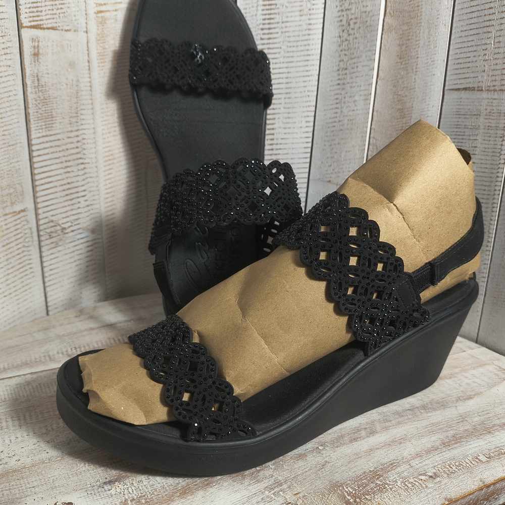 Skechers Black Women's Sandals with Cutout Design